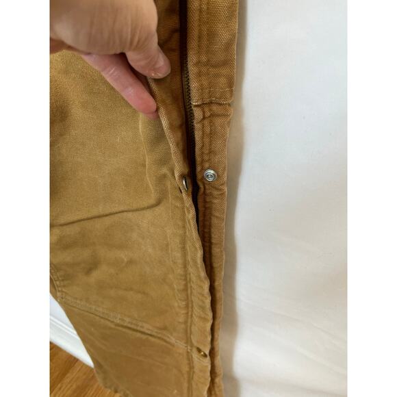 Carhartt Men’s 44x32 Tan Duck Bib Overalls Detroit Made Workwear Durable Pants - Picture 8 of 13